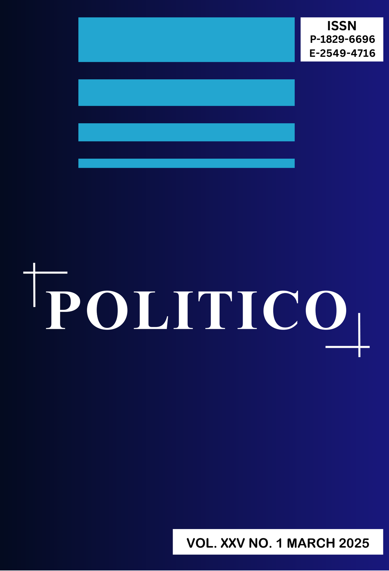 					View Vol. 25 No. 1 (2025): JURNAL POLITICO FISIPOL 
				